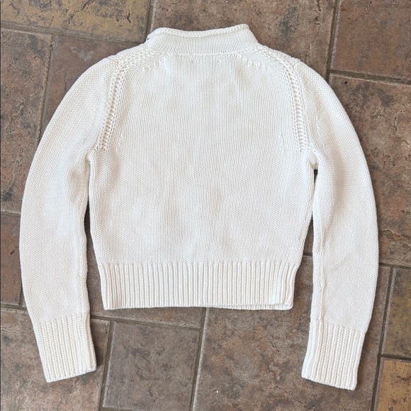 Cream Knit Roll Neck Cotton Sweater - Picture 7 of 7
